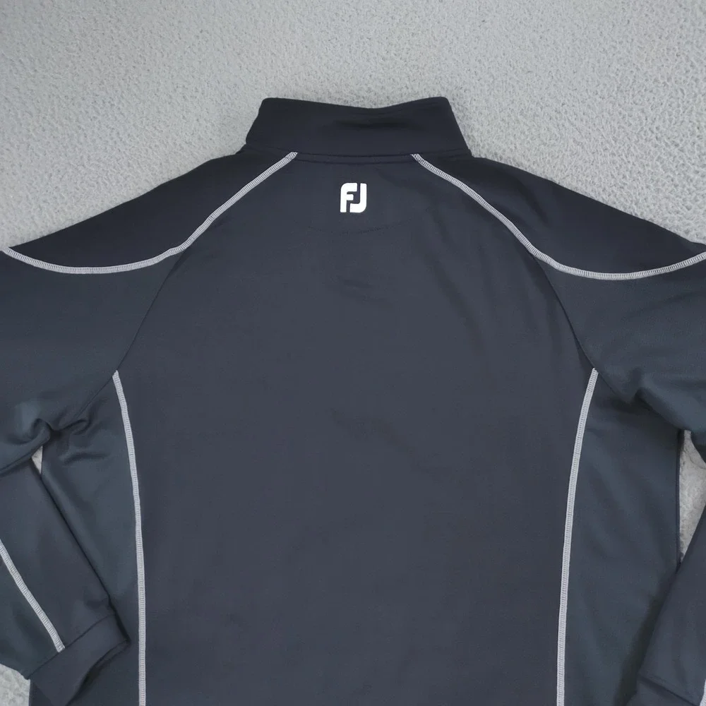 FootJoy Pullover Shirt Mens XL Black Gray Quarter Zip Golf Mock Neck Stretch